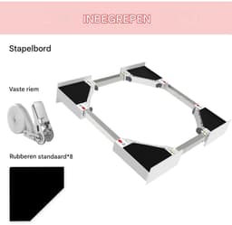 TOVBMUP Stapelkit voor wasmachine en droger - Accessoires voor wasmachine en droger - Basis voor wasmachine - Met ratelkoord - Universeel - Verstelbare maat 46-66 cm — thumbnail 5