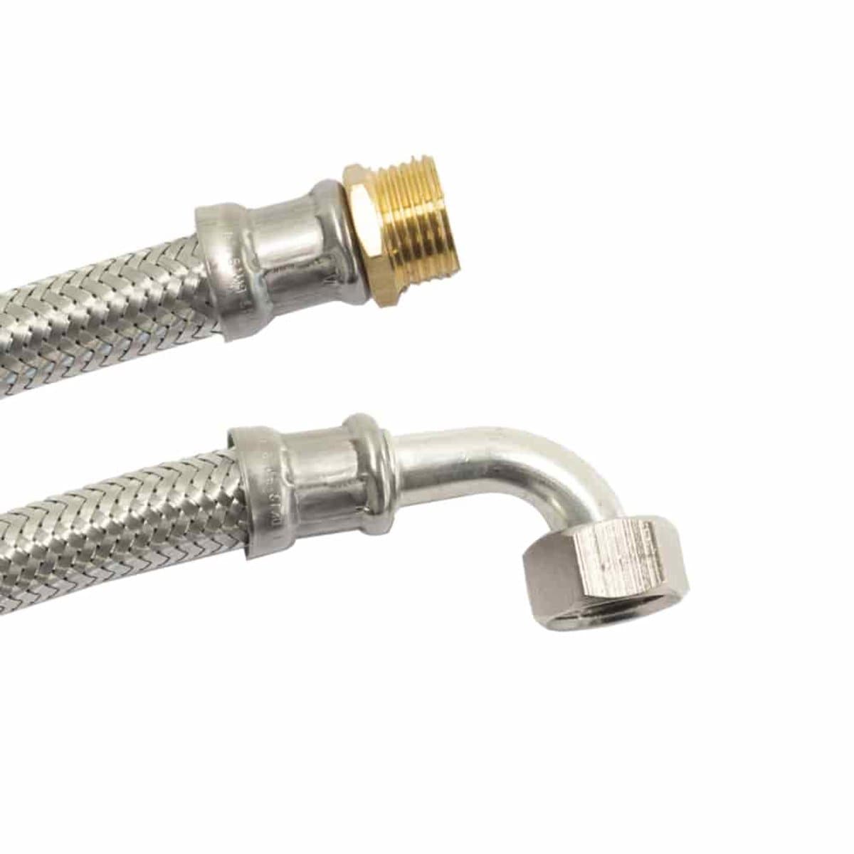 Flexibele Waterslang 1/2 Duim, RVS, DVGW Gekeurd, Slang met Bocht, 800mm — afbeelding 1