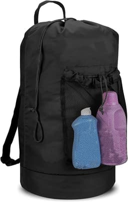 Rugzak voor waszak - Duurzame 600D Oxford doek Wasmand - Met Schouderbanden Meshvak Trekkoordsluiting - Voor College Reizen Wassalon Appartement — thumbnail 4