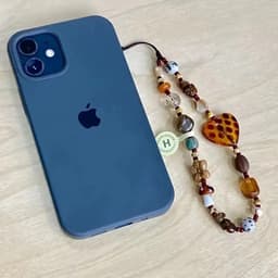 Telefoon - Sieraad - Hanger - Gsm - Ketting - Pols - kralen - Hartje - Bruin — thumbnail 3