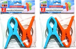 Jedermann Handdoekknijpers XL - 4x - blauw/geel - kunststof - 12 cm - wasknijpers — thumbnail 4