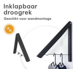 Milano Luxurious inklapbaar droogrek – Garderobehouder – Wasrek inklapbaar – Kledinghanger wandmontage – stevige kledinghaak inklapbaar – Wanddroogrek – Inklapbaar droogrek – Zwart – 40.5 x 33 x 31 cm — thumbnail 4