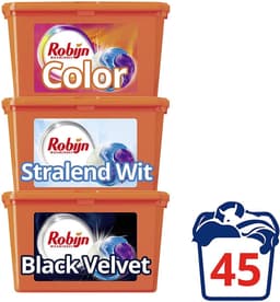 Robijn Color, Black Velvet en Stralend Wit 3-in-1 Wascapsules Pakket voor gekleurde, zwarte en witte was - 3 x 15 wasbeurten - Robijn — thumbnail 3