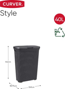 Curver Style Wasmand met deksel - 2x 40 liter - 2 stuks - Antraciet — thumbnail 2