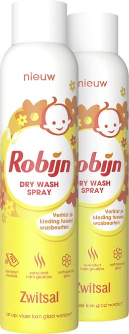 Robijn Zwitsal Dry Wash Spray - 2 x 200 ml - Voordeelverpakking — thumbnail 2