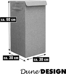 Set van 2: 50L Wasmand met Deksel - 30x30x60 Wasverzamelaar met Houten Frame - Wasbox Opvouwbaar — thumbnail 5