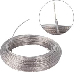 Waslijn met stalen kern 60m touw, duurzaam met 2 spanners, tuin, camping, wasdroger, vervangende lijn, volledig stalen kern, extra sterk, lang, PVC buitenkoord, transparant — thumbnail 1