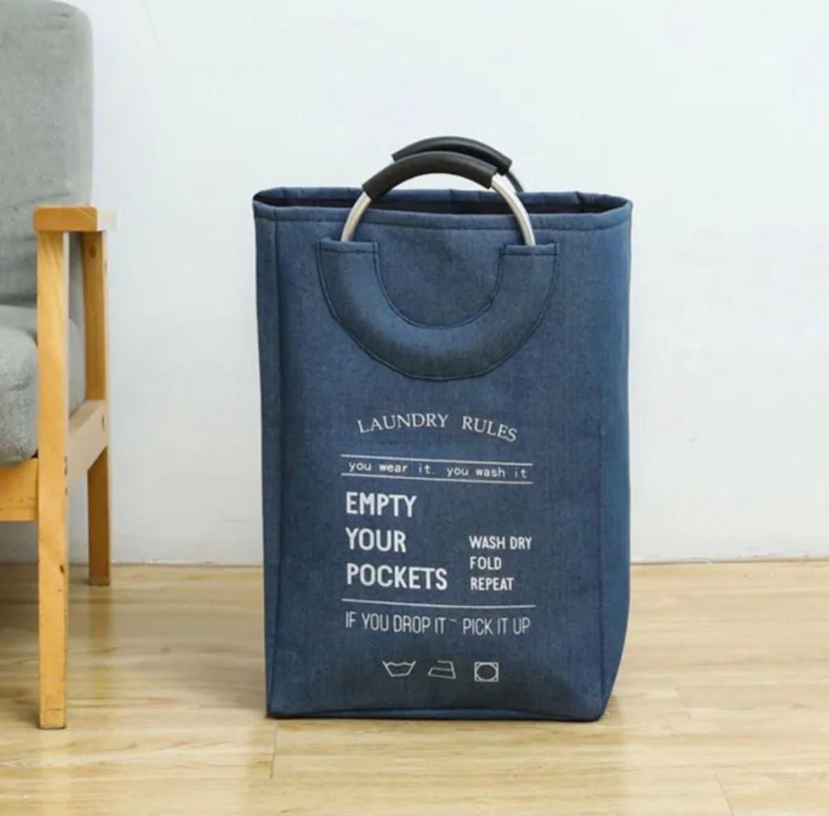Wasmand van Jute - Opvouwbare Opbergzak met Aluminium Handvat - Thuis Kleding Organisator — afbeelding 1
