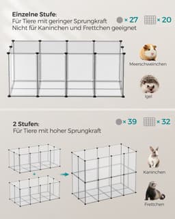 Songmics - Buitenren - dierenhok - ren - 145 x 72 x 57 cm - met bodemplaten - kunststof - voor cavia's, hamsters, konijnen, egels etc. — thumbnail 4