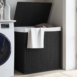 vidaXL - Wasmand - met - 2 - vakken - 53x35x57 - cm - poly - rattan - zwart — thumbnail 3