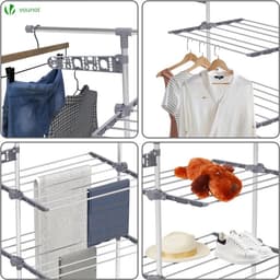 wasdroogrek met grote capaciteit opgewaardeerde versie, droogrek kleding, waslijn roestvrij staal, vouwen binnen en buiten — thumbnail 4