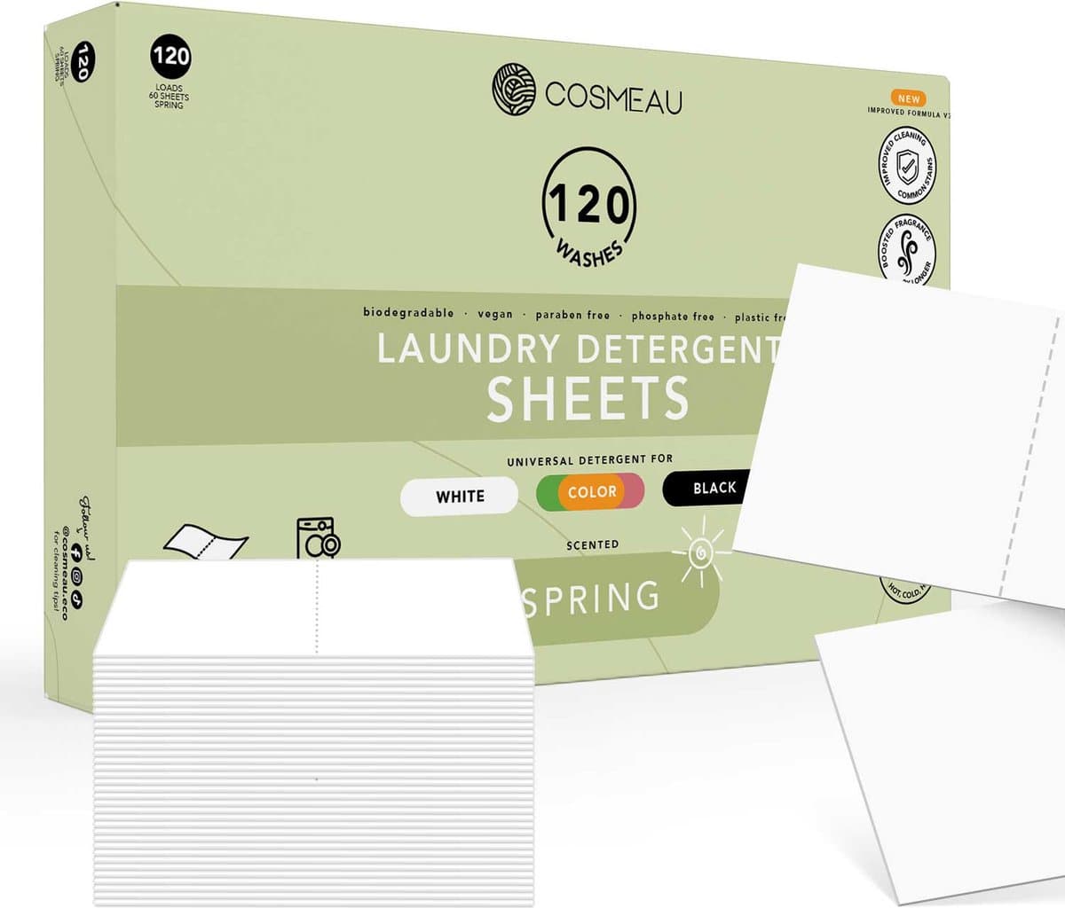 Cosmeau G5 Wasmiddel Wasstrips 120 5-Enzymen Wasbeurten Lentefris - Wasvellen - Wasmiddeldoekjes - Detergent Sheets - Bamboozy — afbeelding 1