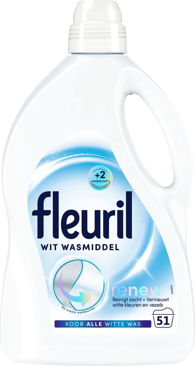 Fleuril Renew Wit- Vloeibaar Wasmiddel - Witte Was - Voordeelverpakking - 51 Wasbeurten — afbeelding 1