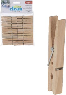 Houten Wasknijpers 24 stuks - wasknijper - hout -houten wasknijpers — thumbnail 3