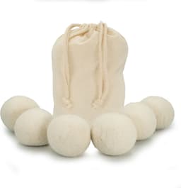 Intirilife 6-delige set Wasdrogerballen van 7 cm diameter witte katoenen - Om de droogtijd te verminderen elektriciteitsverbruik slijtage en kreukels — thumbnail 1