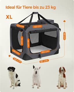 Opvouwbare hondenkooi - transportbox - reisbench - grijs - 81 x 58 x 58 cm — thumbnail 4