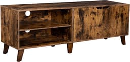 TV-meubel – Met 2 deuren en open vak– breedte 140 cm - op pootjes - bruin — thumbnail 1