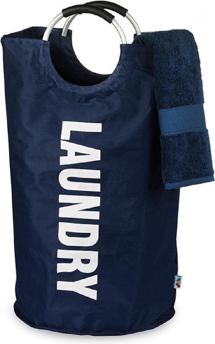 Draagbare Waszak - Navy - Opvouwbare Wasmand - Met Handvaten — afbeelding 1
