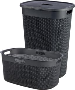 Curver Filo Wasmand met deksel 55L + Wasmand 45L - Antraciet — thumbnail 1