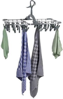 NordFalk hangend droogrek 59x34 cm met 36 knijpers - Wasrek inklapbaar - Droogcarrousel aluminium — thumbnail 5