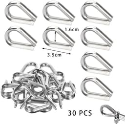 30 stuks M6 kabelkousen - 304 roestvrij staal - kabelkous - Tainless Steel kous voor draadkabelklemmen - staalkabel - waslijn - bosbouwtouw - luifel - duurzame bevestigingsoplossingen - sterke kabelbevestiging — thumbnail 3
