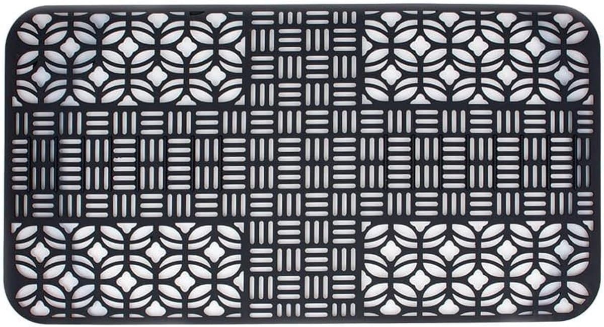 Siliconen gootsteenmat met snijbaar ontwerp en antislip, droogkussen voor keukengebruik om de gootsteen te beschermen tegen krassen en veilige afvoer te bieden (zwart) — afbeelding 1
