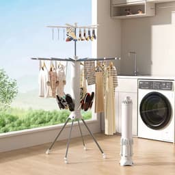 Kledingrek - 360° Roterend Octopus– RVS Staand Droogrek – Vouwbaar voor Balkon, Slaapkamer en Woonkame — thumbnail 3