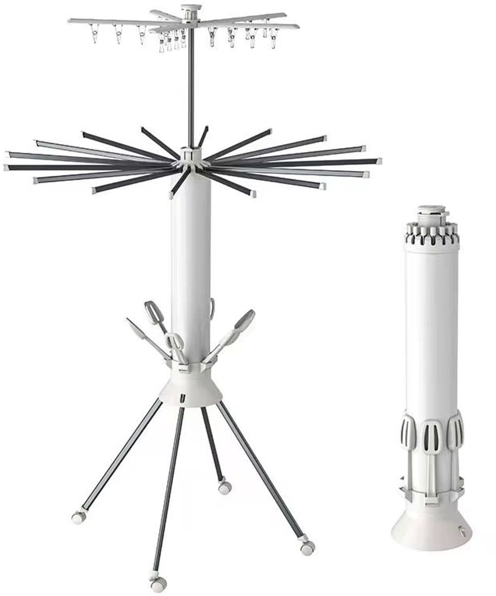 Kledingrek - 360° Roterend Octopus– RVS Staand Droogrek – Vouwbaar voor Balkon, Slaapkamer en Woonkame — afbeelding 1