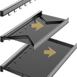 Intrekbaar Droogrek Voor Kleding - Opvouwbaar Wandmodel Met Net En 6 Haken - Wasdroogrek Voor Sokken - Schoenen - Ondergoed - Capaciteit Tot 60 Lbs — thumbnail 5