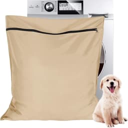 Waszak voor huisdieren - 70*80 cm - Waszak - Polyester waszak - Grote waszak - met rits - Huisdierbenodigdheden - voorkomt dat dierenhaar de wasmachine blokkeert - voor honden, katten en paarden - wit — thumbnail 1