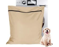 Waszak voor huisdieren - 70*80 cm - Waszak - Polyester waszak - Grote waszak - met rits - Huisdierbenodigdheden - voorkomt dat dierenhaar de wasmachine blokkeert - voor honden, katten en paarden - wit — afbeelding 1