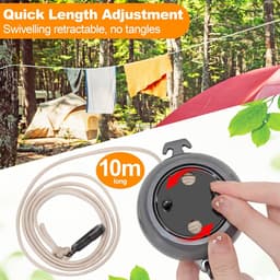 Extendable 10 Metres Portable Camping Clothesline - Outdoor Travel Holiday Non-Slip Retractable Washing Cord voor Badkamer - Pantry - Tuin of Balkon — thumbnail 3