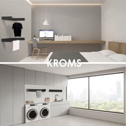 KROMS Full Color Zwart 80cm Wanddroogrek - 4m Drooglengte - Incl. Boormal - Droogrek Inklapbaar - Wasrek Hangend - Uitklapbaar - Muur - Ophangbaar — thumbnail 3
