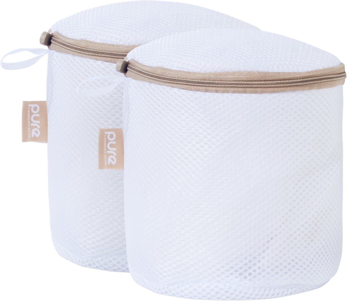 Pure Laundry Club BH Waszakken - Set van 2 Stuks – Rond (ø15×17 cm) - Vormvaste Waszakjes met Auto-Lock Rits & Beschermflap - Beschermt Beugels & Cups - Wasnet voor BH’s & Delicate Lingerie — afbeelding 1