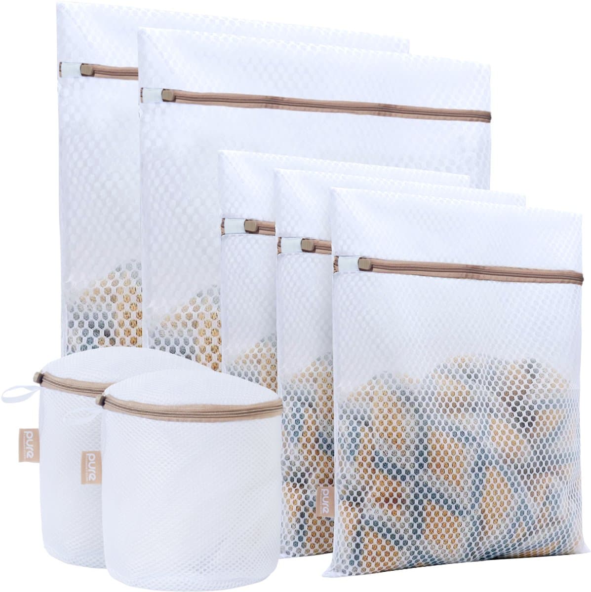 Pure Laundry Club Waszakken Bundel - Alles-in-1 Set (7 Stuks) – Medium, XL & BH Waszakken - Waszakjes met Auto-Lock Rits & Beschermflap - Supersterk Anti-Scheur Mesh Wasnet - Voor Sokken, Lingerie, Kleding & BH’s — afbeelding 1