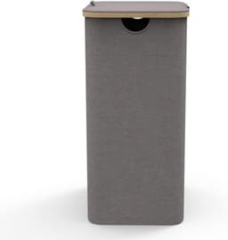 Grijze Wasmand met deksel en handgrepen XXL 100 L - Lonbet - grote wasmand wasbak Laundry basket with lid & handles — thumbnail 3