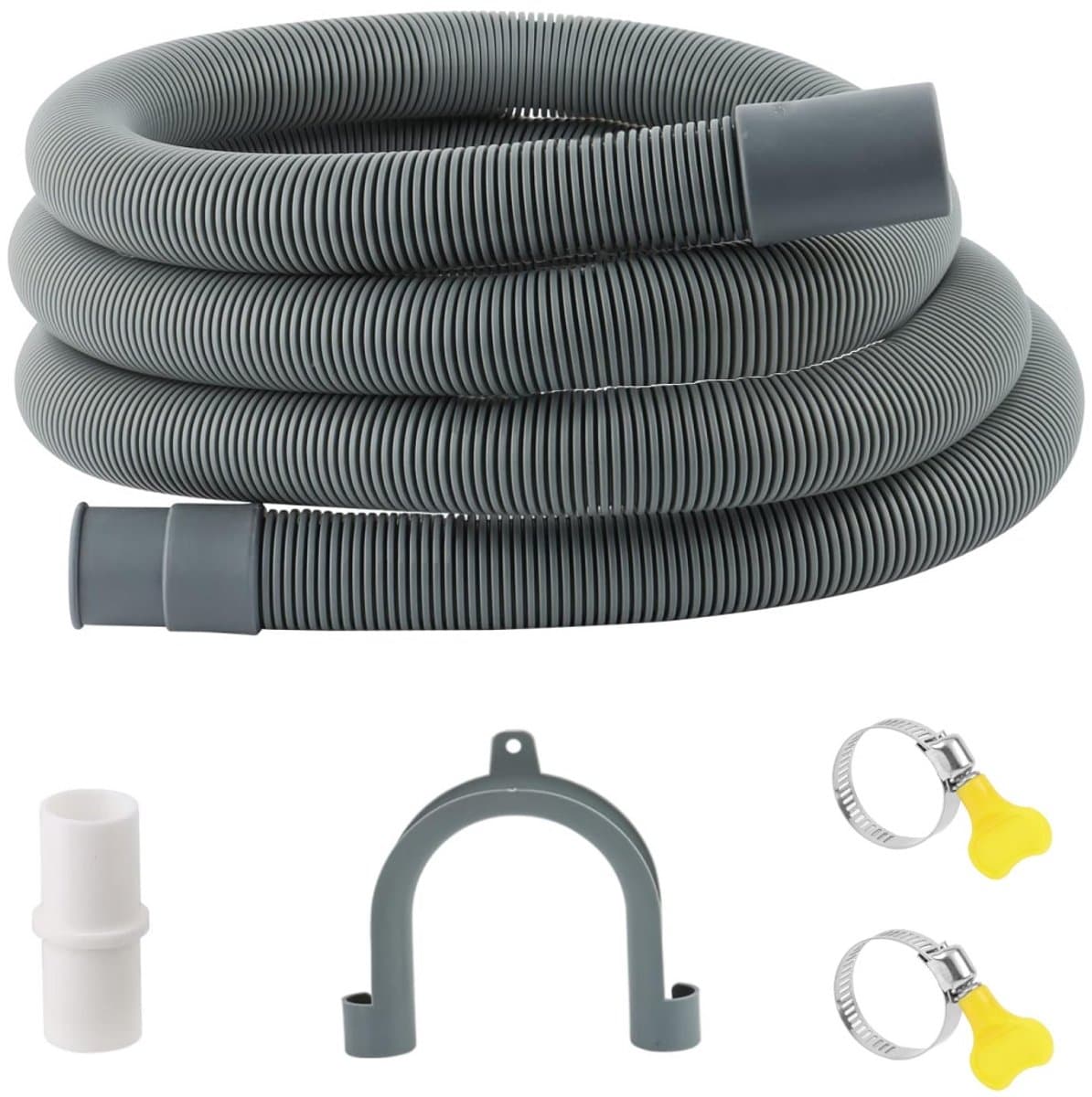 EXCITAT Wasmachine slang - Wasmachine afvoerslang verlengstuk - met afvoeraansluiting en 2 clips - Geschikt voor wasmachines, vaatwassers en drogers - 1m — afbeelding 1