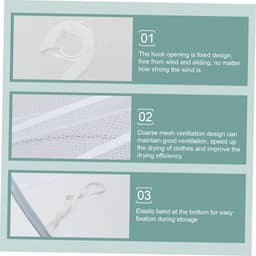 Droognet Opvouwbaar - Droogrekken - Polyester - Kledingmand - Mesh Droogrek - Hangende Droger - 3 Laags - voor Kleding, Kruiden, Bloemen, Groenten en Vrucht - 78*61*80CM - Wit — thumbnail 2
