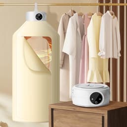 Uten Draagbare Elektrische Droger Gr889 - Ophangbaar Design - Warmtepompdroger - 600 W - Timer 0-300 Min - Mini Wasdroger - Tot 3kg Wasgoed - Hoogte 100 cm - Beige — thumbnail 3