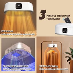 Draagbare elektrische droger - opvouwbare droger, UV-sterilisatie/timer 8u/360° warme lucht, mini-droger, verstelbaar, voor huis, reizen, camper en compacte wasserij — thumbnail 5