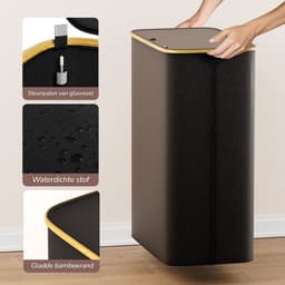 Wasmand 100 Liter met Deksel – Opvouwbare Wasmand – Zwart – Middel Groot Formaat voor Badkamer – IN-HOMEXL Modena — thumbnail 5
