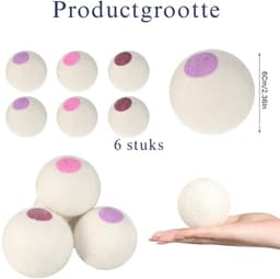 Goodivery® - Droogballen - Aroma Diffuser - Wol Drogerballen - 6 Stuks Wasverzachter Vermindert kreuken en is Herbruikbaar Droogballen van Schapenwol - 6x6x6cm - Wit — thumbnail 4