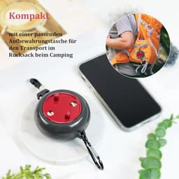 Uittrekbare waslijn voor buiten en binnen - 10 meter draagbare waslijn voor vakantie, camping en reizen — thumbnail 2