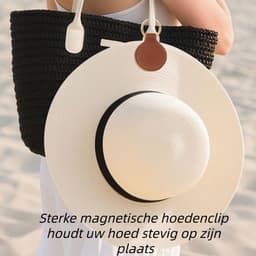 2-delige hoedenclip, magnetische hoedenclip, rugzakhaak, accessoires, zonnehoed, magnetische hoedenclip, draagbaar, wit + bruin — thumbnail 4