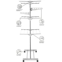 3-Laags Opvouwbaar Droogrek met Wieltjes – 158×75×44 cm — thumbnail 5
