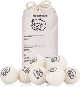 Goodivery® - Droogballen - Aroma Diffuser - Wol Drogerballen - Pakket van 8 Droogballen - 8 cm - 100% Natuurlijke, Chemicaliënvrije Droogbal - 29x16x8cm - Wit — thumbnail 1