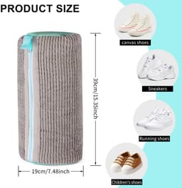 2 stuks - Lazy Shoe Bag - Cilindrische wasmachine polyester-katoenen waszak - Beschermende en vervormingsbestendige waszak voor schoenen - Wasmachine waszak - Wasmachine en droger schoenenzak - Grijs - Herbruikbare schoenenzak — thumbnail 5
