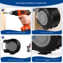 Waslijn Extensible Zwart - Uittrekbare Drooglijn 2x15 Meter - Met Rollensysteem & Automatische Spanning - Voor Binnen en Buiten - Geschikt voor Appartementen en Huizen — thumbnail 5