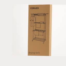 Ceruzo Wasrek Inklapbaar - 75x64x178 cm - Wastoren -Droogtoren Wieltjes -Zwart — thumbnail 2