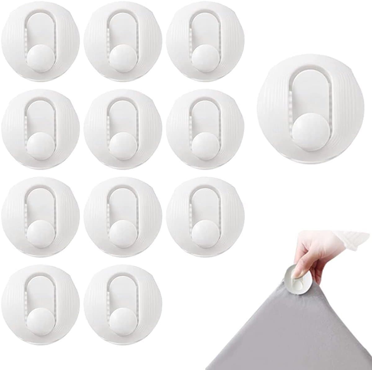 12 stuks Dekbedpinnen - Bed Sheet Holders - Quilt Clips - Dekbedovertrek Clips - Attachment Comforter - Quilt Fixing Clips - Om rommelige lakens te organiseren - Wit — afbeelding 1